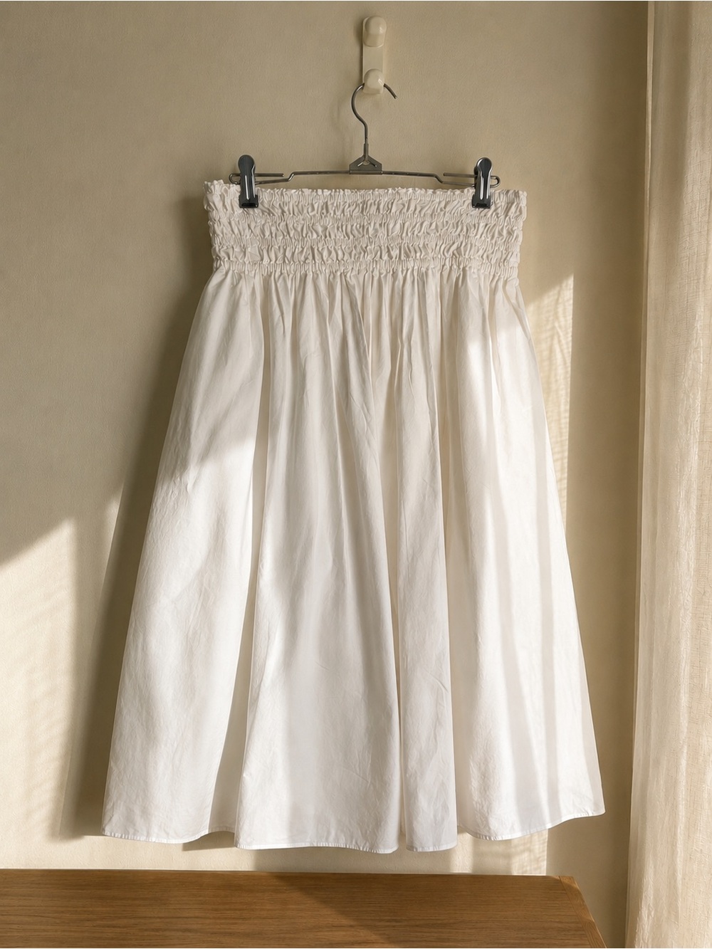 Rebecca Taylor White Smocked-Waist A-Line Skirt